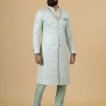 Alluring Mint Green Floral Thread Embroidered Sherwani | Father Son Combo | Jaipurio Collection